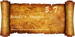 Bobár Toszka névjegykártya